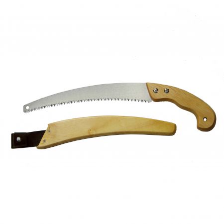 13inch Professional Curved Pruning Saw with Wooden Sheath - Professional curved pruning saw with wooden handle and scabbard